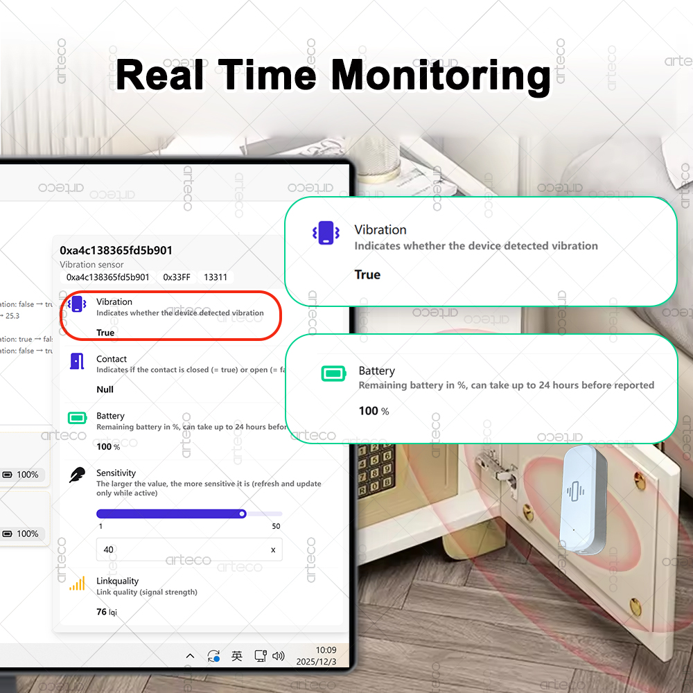 Smart ZigBee 3.0 Vibration Sen - Home Security Monitoring review and price