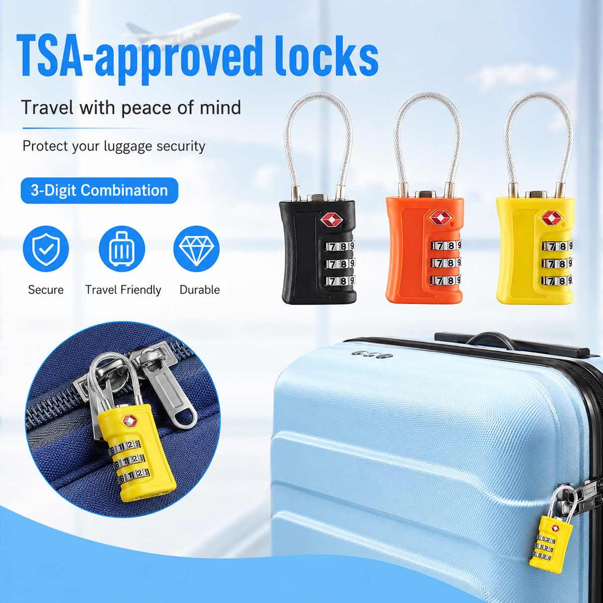 TSA Approved Luggage Lock 3 Di - Home Security Adt review and price
