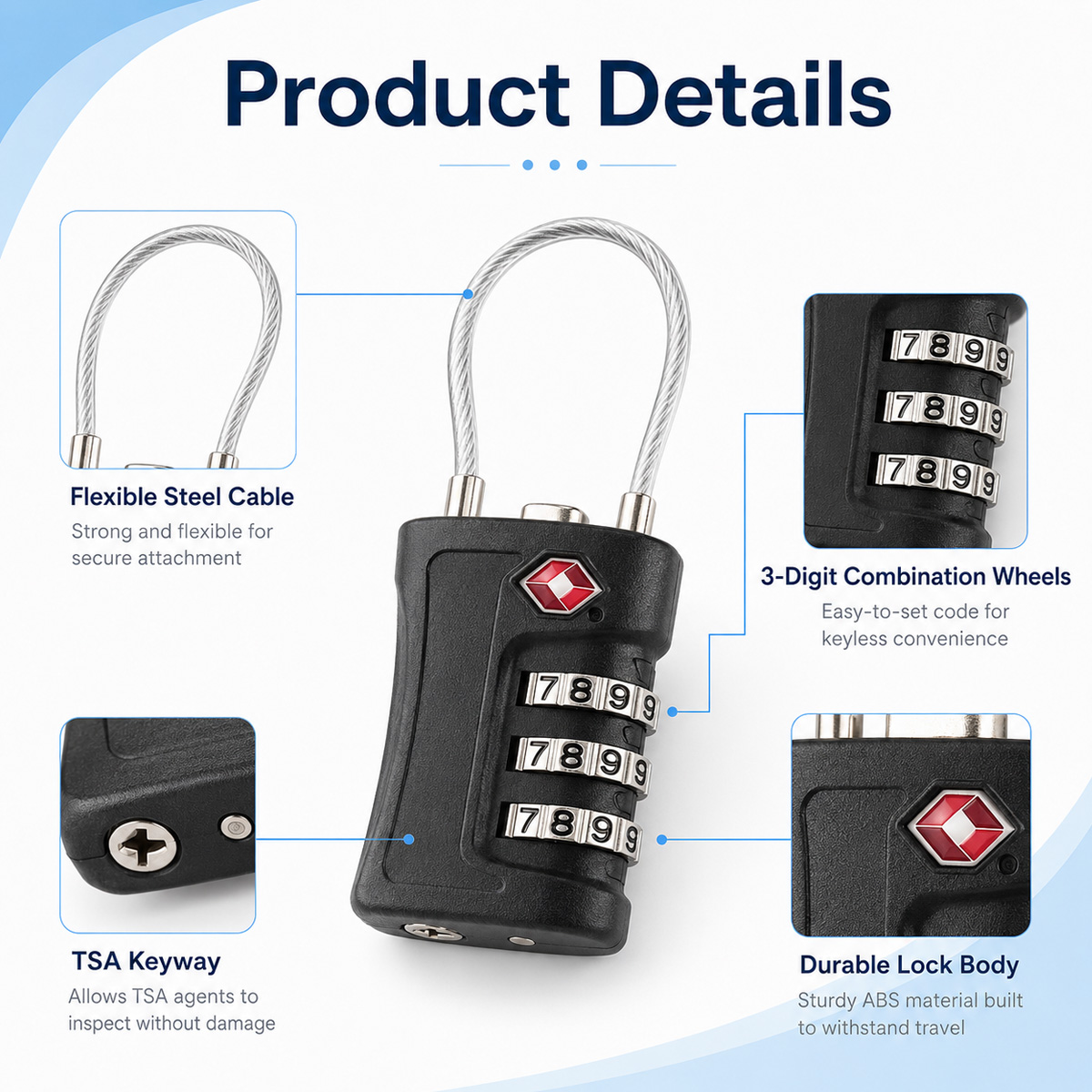 TSA Approved Luggage Lock 3 Di - Home Security Adt review and price