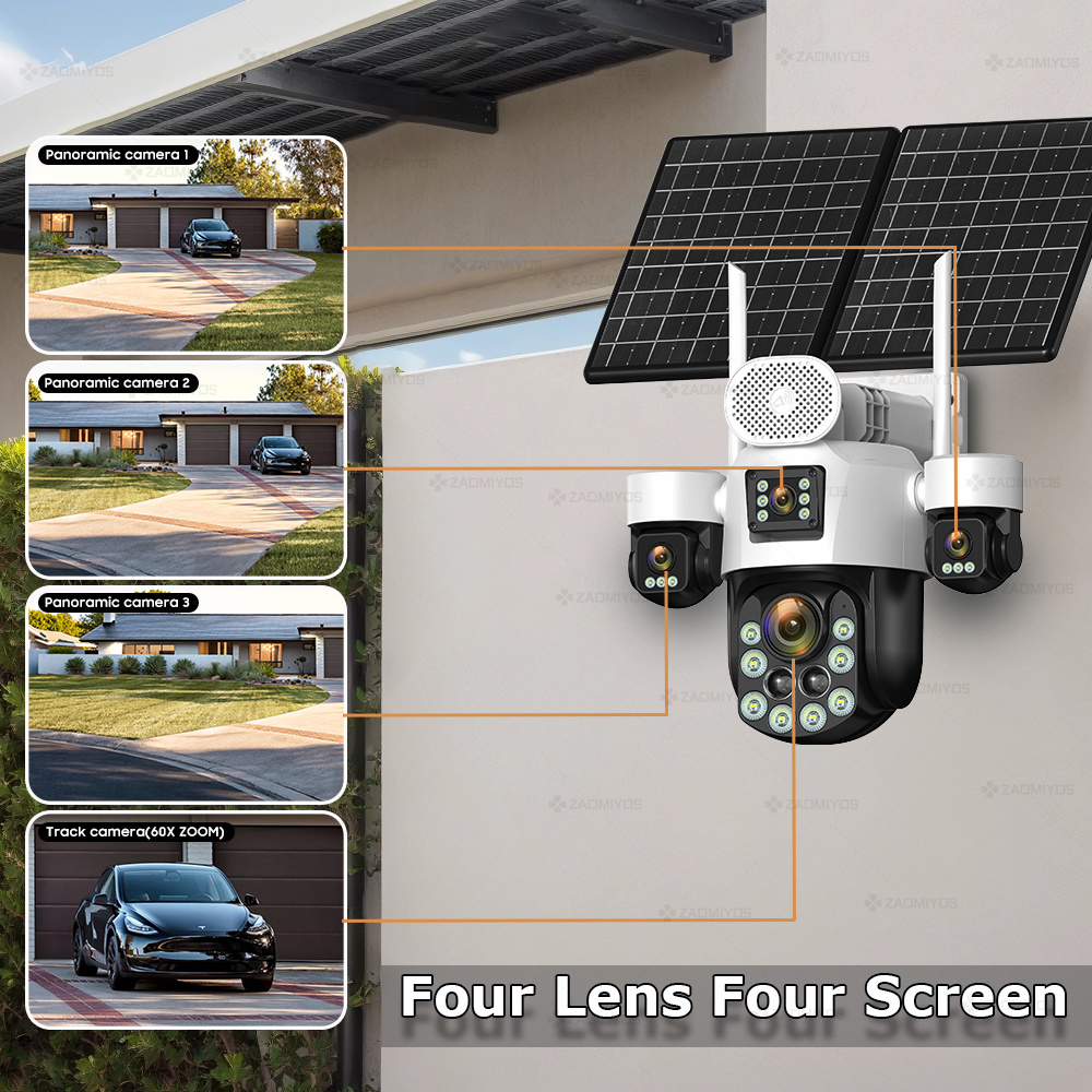 4 Lens Outdoor 360° Surveillan - Home Security Packages review and price