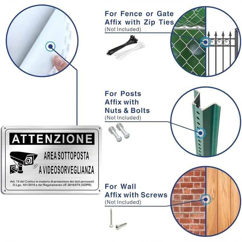 Italian Security Sign 20X30cm  - Home Security With Camera review and price